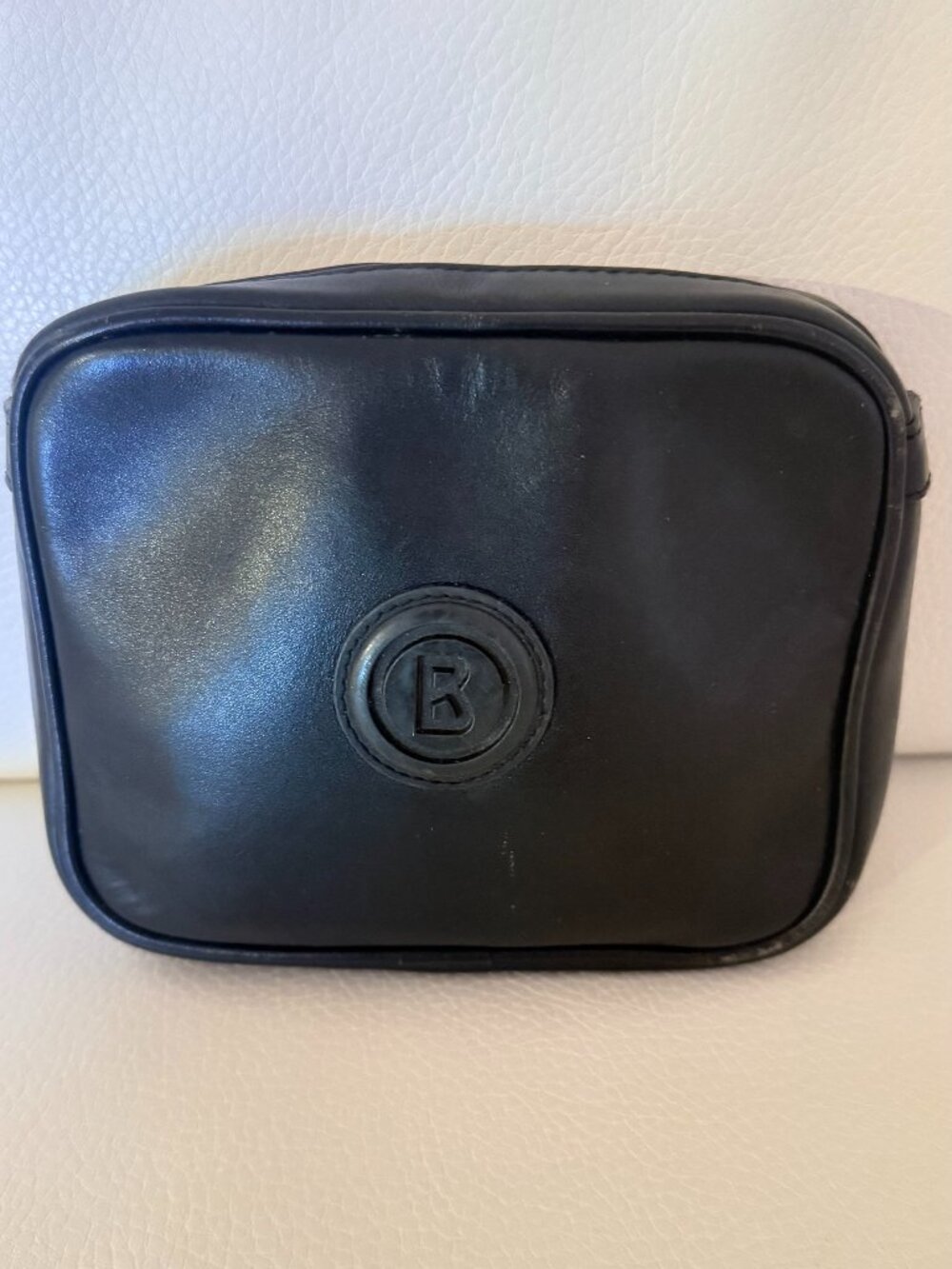VINTAGE BOGNER BLACK LEATHER WAIST BAG BELT POUCH FANNY PACK LOGO MADE IN CANADA